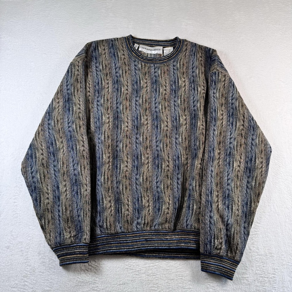 Vintage Jhane Barnes Sweater Mens Large Wool Multicolor Knit Crewneck 90s